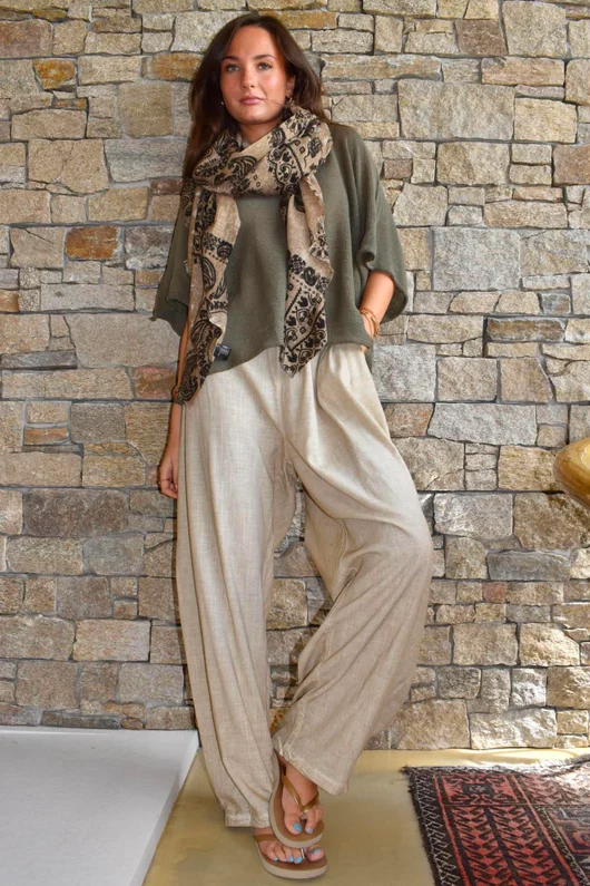 Lindin Linen Blend Dart Barrel Pant Washed Sandstone